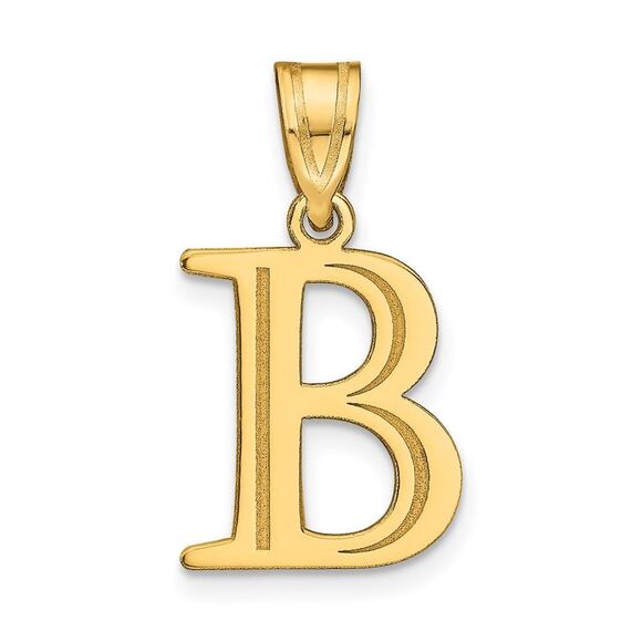 Kazi Luxury 14k Yellow Gold Polished Etched Letter B Initial Pendant